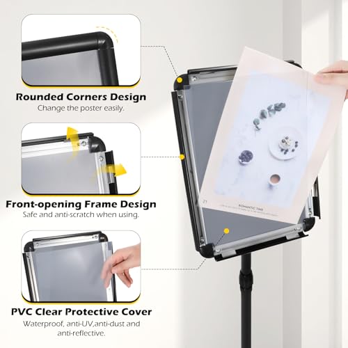 Image of Dyna-Living Sign Stands for Display 8.5 x 11 Inch, 8 Packs Adjustable Sign Holder Stands, Pedestal Sign Holder with Heavy Duty Base for Sign Standing Display, 360 Rotation Floor Standing Sign Holder