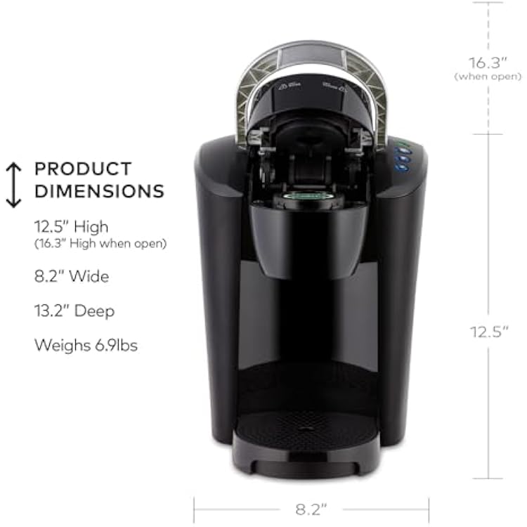 Keurig K-Compact Single-Serve K-Cup Pod Coffee Maker, with 3 Brew Sizes, Smart Start Feature, 36oz Removable Reservoir, Black