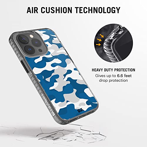 Image of DailyObjects Mobile Phone Case for iPhone 13 Pro Max | Printed Camouflage Blue Stride 2.0 Slim Back Cover | Designer Matte Finish | Hard Ultra Protective & Anti Shock