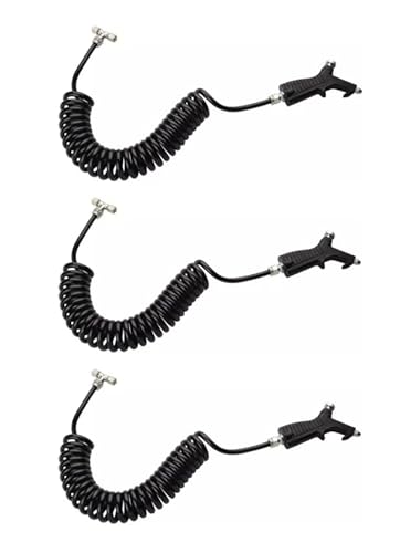 3 Pistola De Ar Com Botão Mangueira Cabine Caminhão Preta