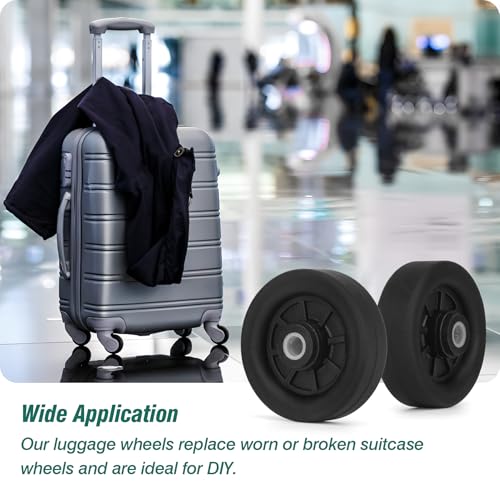 4pcs Luggage Wheels Replacement OD 50mm, Rubber Repair Suitcase Swivel Casters, Wear Resistant Mute Parts Black, EAC54