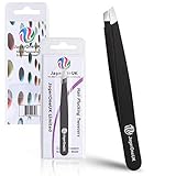 JagerOneUk High Graded Stainless Steel Tweezer | Unisex Professional Eyebrow Tweezers | Best for Plucking Precision Chin Facial Hairs with Anti Slip Grip - Black