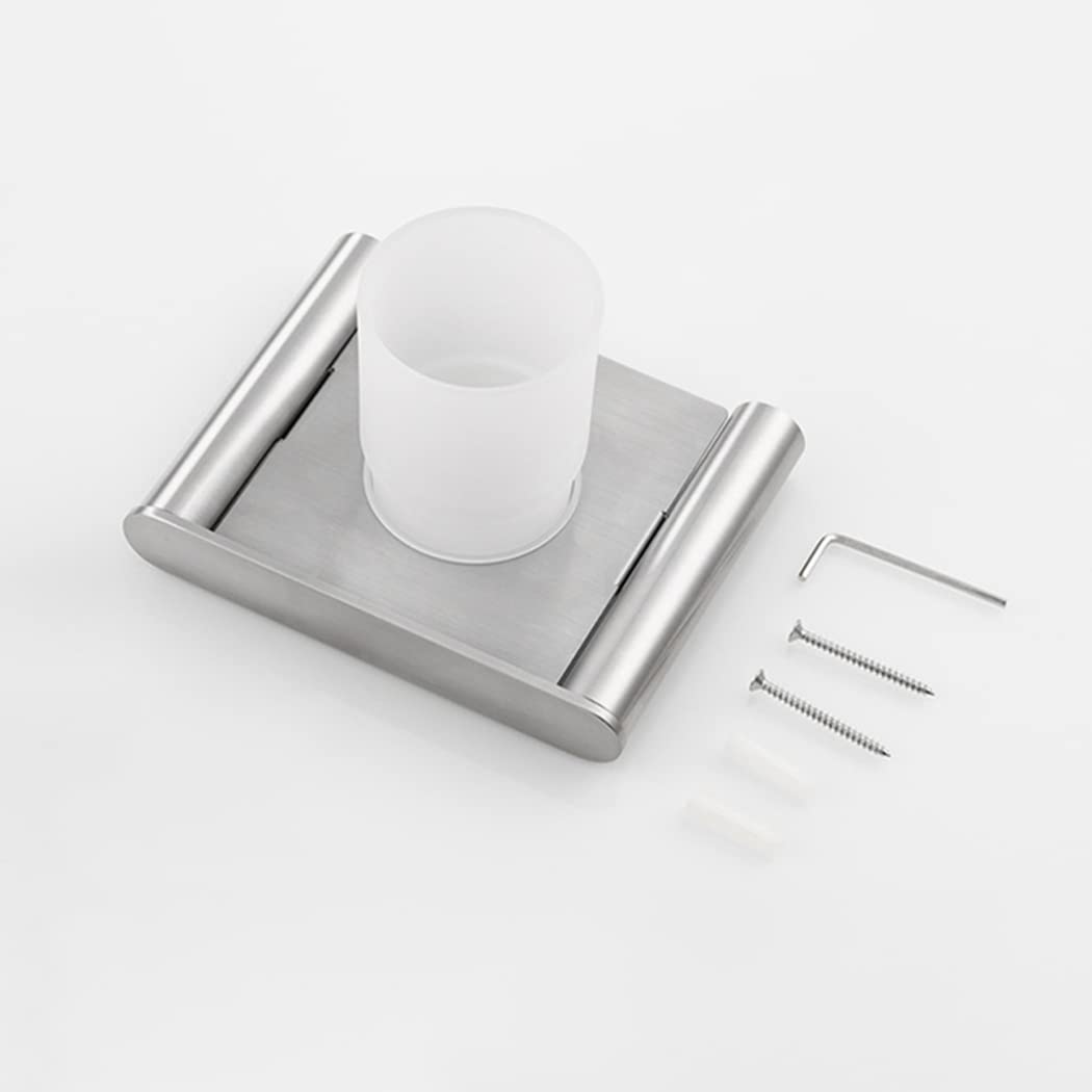 WRIST Zahnbürstenhalter, Wandmontierter Zahnbürstenbecherhalter Zahnbürstenhalter Aus Edelstahl Und Milchglas Für Organizer Badezimmer,Brushed