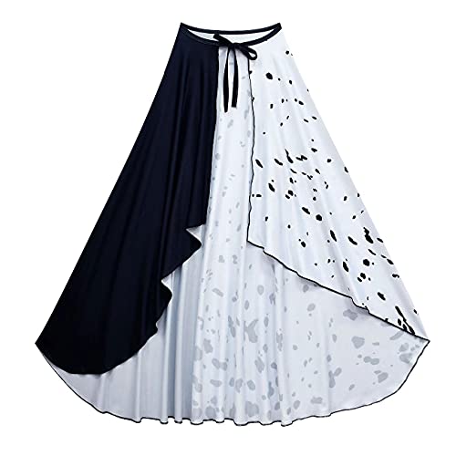 Lilliween Girls Devil Cosplay Costume Dress 2021 Halloween Kids Cosplay Party Black White Jumpsuit Dress With Wig S #TOP4