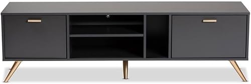 Miniatura 4 de Baxton Studio Kelson - Soporte para TV, color gris oscurodorado