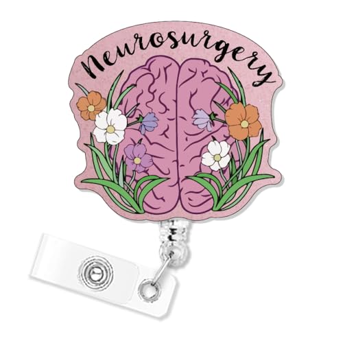 Xipromi Neurosurgery Floral Badge Reels Retractable Glitter with Clip