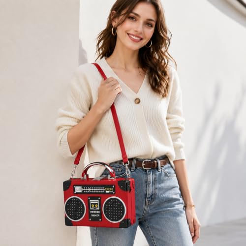 Image of QZUnique Tape Shaped Shoulder Bag Radio Recorder PU Crossbody Bag Women's Retro Evening Bag Handbag Clutch Purse