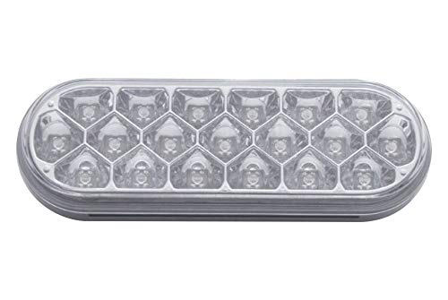 Image of United Pacific 63711 Mud Flap Hanger, Mud Flap Plate, Top, Stainless, with Three 19 LED 6 inch Oval Lights & Grommets, Red LED /Clear Lens