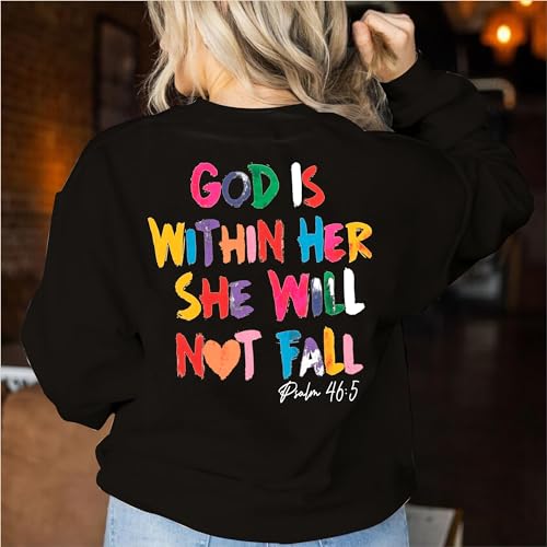 VILOVE Christian Sweatshirt Women Bible Verse Pullover Christian God Is Within Her Long Sleeve Inspirational Blouse Top3