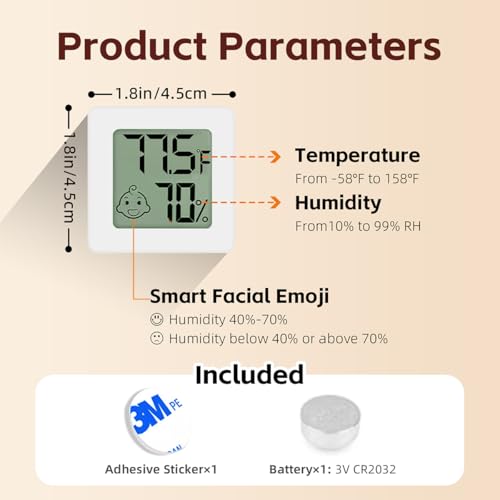 image for MANON ROSA Bird Thermometer Hygrometer – Mini Digital Magnetic & Adh