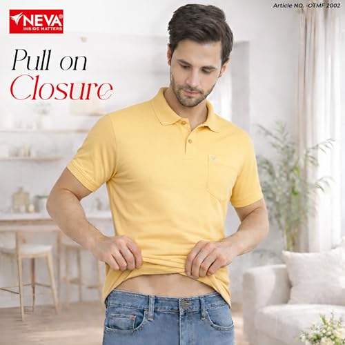 Image of NEVA Men's Regular Fit Half Sleeve Polo Neck T-Shirt with Chest Pocket