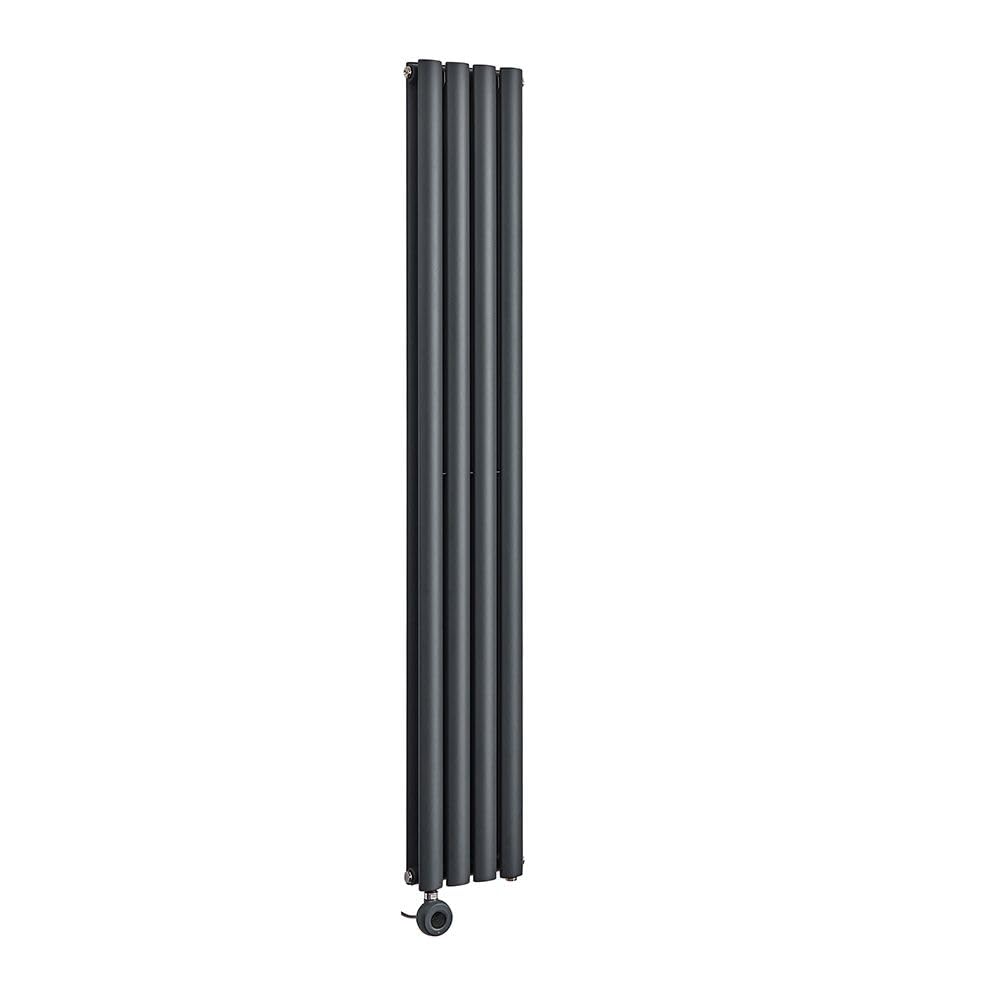 Milano Aruba 1000W Anthracite Vertical Double Oval Panel WiFi Electric Radiator - 1600mm x 236mm