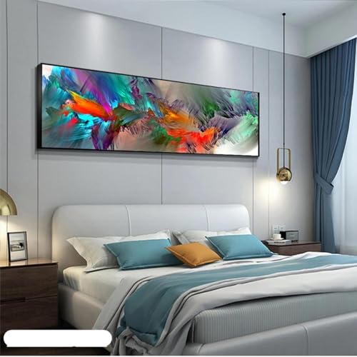 Peinture murale nordique bleu violet en impression haute definition 40x160cm