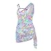 Tnasranmo Girls' Swimsuit Set for All Ages 7-18 – One Piece + Mesh Cover Up, Adjustable Straps, Chest Padding 9-10+, Beach Pool - Scales