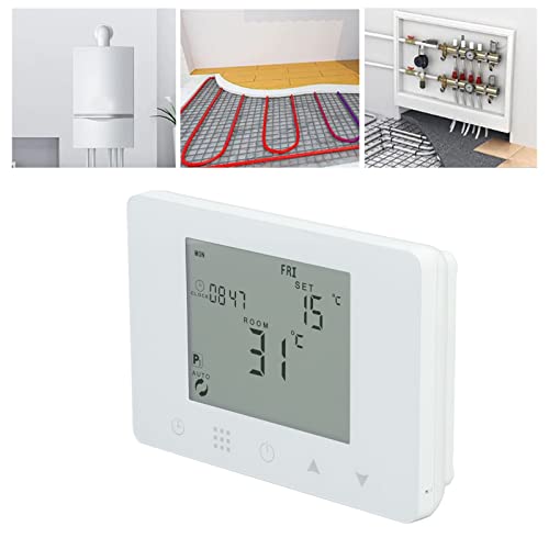 Termostato RF Wireless Programmabile per Riscaldamento Elettrico con Display LCD Retroilluminato Controllo Temperatura Ambiente Sonda Termometrica Infrarossi Compatibile Impianti Intelligenti