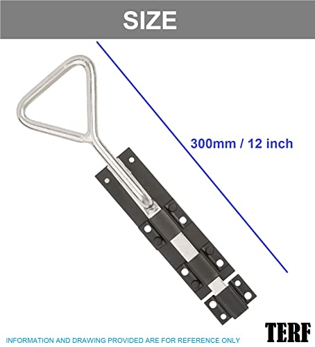 TERF® Heavy Duty Bow Handle Bolt 300mm (12 inch) Including Fixing Screw Bow Handle Drop Down Bolts Use for Garage Door Garden Gate Lock Shed - Image 3