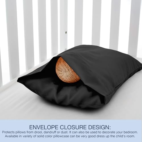 Image of EXQ Home Toddler Pillowcases 13x18 Travel Pillow Case Set of 2, Small Pillow Case for Baby Pillow Sized 12x16, 13x18, Kids Pillowcases 2 Pack Machine Washable (Black)