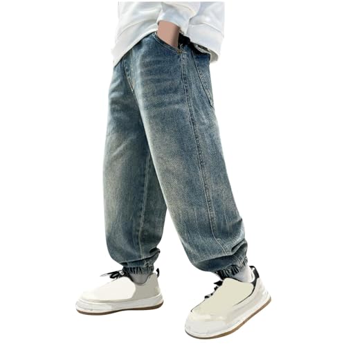 wodceeke Boys Jeans Joggers Y2k Baggy Denim Pants Elastic Waist Loose Boyfriend Jeans for Kids 5-15 Years