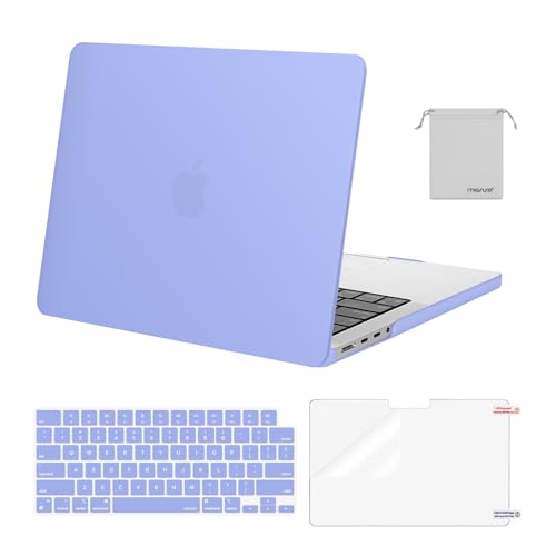 Image of MOSISO Compatible with MacBook Pro 14 inch Case 2025 2024 2023 2022 2021 M5 M4 M3 M2 M1 A3434 A3112 A3185 A3401 A2918 A2992 A2779 A2442, Hard Shell&Keyboard Cover&Screen Film&Pouch,Serenity Blue