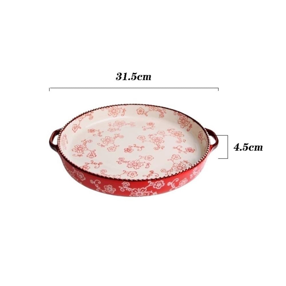 Forma do pieczenia, Okrągła ceramiczna patelnia do pizzy z podwójnym uchem i specjalną tacką pieczenia ryżu sera(Green)