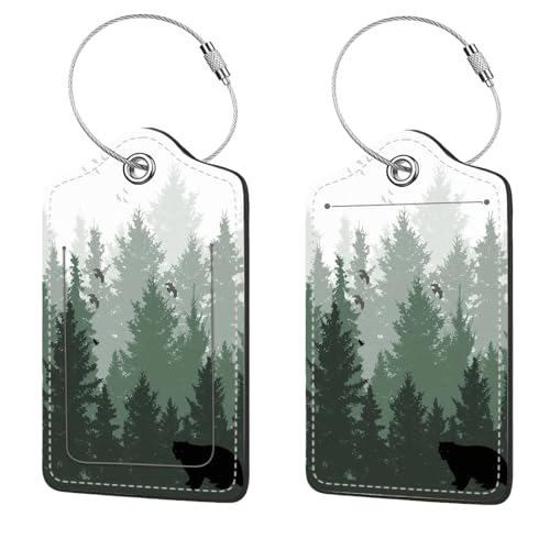 2 Pcs Luggage Tags for Suitcase, Cute Unique PU Leather