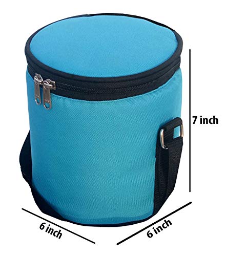 Image of Insulated Lunch Bag, Polyester, Water Resistant, for Office, School and Travelling, 1 Litre (Without Containers, Size-6.5 X 6 X 6)