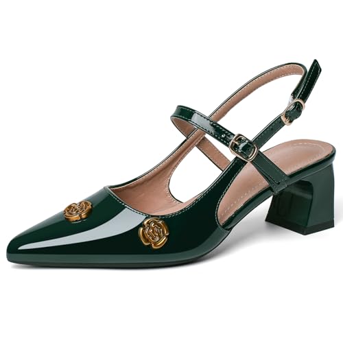 Heels for Women Block Chunky Platform High Heels Closed Pointed Toe Ankle Strap Dressy Comfortable Formal Dress Pump Shoes