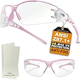 HTS HUNTERSKY E9532 Super Flexible Lightweight Anti Fog Wrap-Around U6 Clear Shooting Safety Glasses with ANSI Z87.1 Scratch Resist lab chemistry goggles