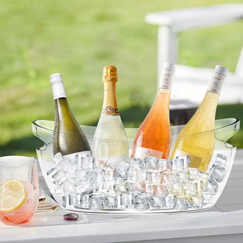 Ice Buckets for Parties, Ice Bucket 2 Pcs Acrylic Champagne Beverage with 2 Ice Bucket Scoop for Champagne Beer Sparkling Wine Cocktails 5L (Clear) by JJXUANER - Image 5