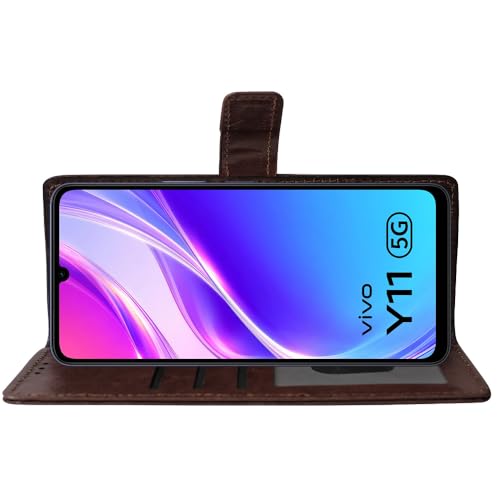 Image of Flip Cover Back Case Compatible with Vivo Y05 5G / Y11 5G / Y21 5G | Premium Leather Finish | Inbuilt Pockets & Stand | Flip Cover Back Case for Vivo Y05 5G / Y11 5G / Y21 5G (Coffee)