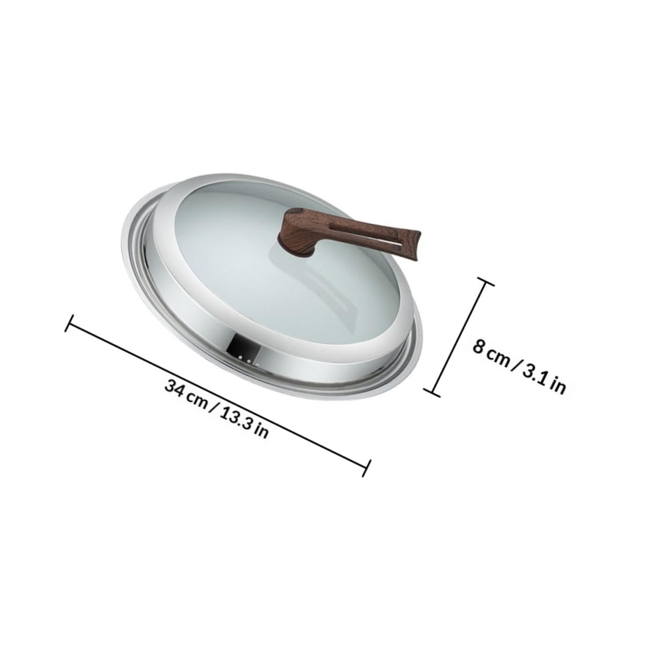 Ciieeo Coperchio in Vetro per Pentola da 34 Cm Manico Ribaltabile, Coperchio Anti-spruzzo per Wok e Padelle, Adatto per Cucina Domestica e Uso Ristorazione