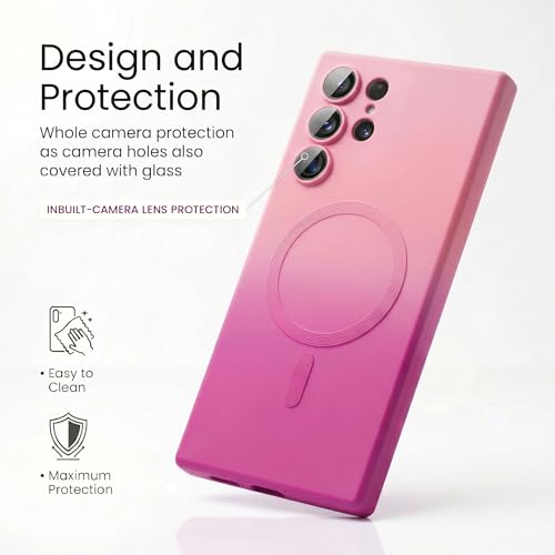 Image of amazon basics Gradient Mag-Safe Case for Samsung Galaxy S22 Ultra | Soft Silicone Shockproof Cover with Camera Protection | Slim Lightweight Design | Smooth Touch & Durable - Light and Dark Pink