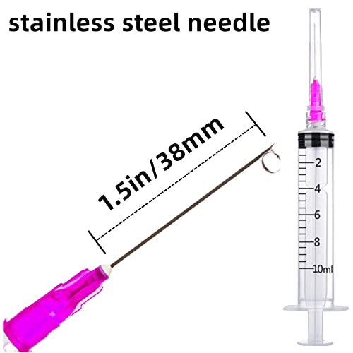 Image of 100 Pack 10ml 18Ga Plastic Syringe with Measurement for Scientific Labs and Industrial Dispensing, Disposable Individually Wrapped (100, 10ml-18Ga)