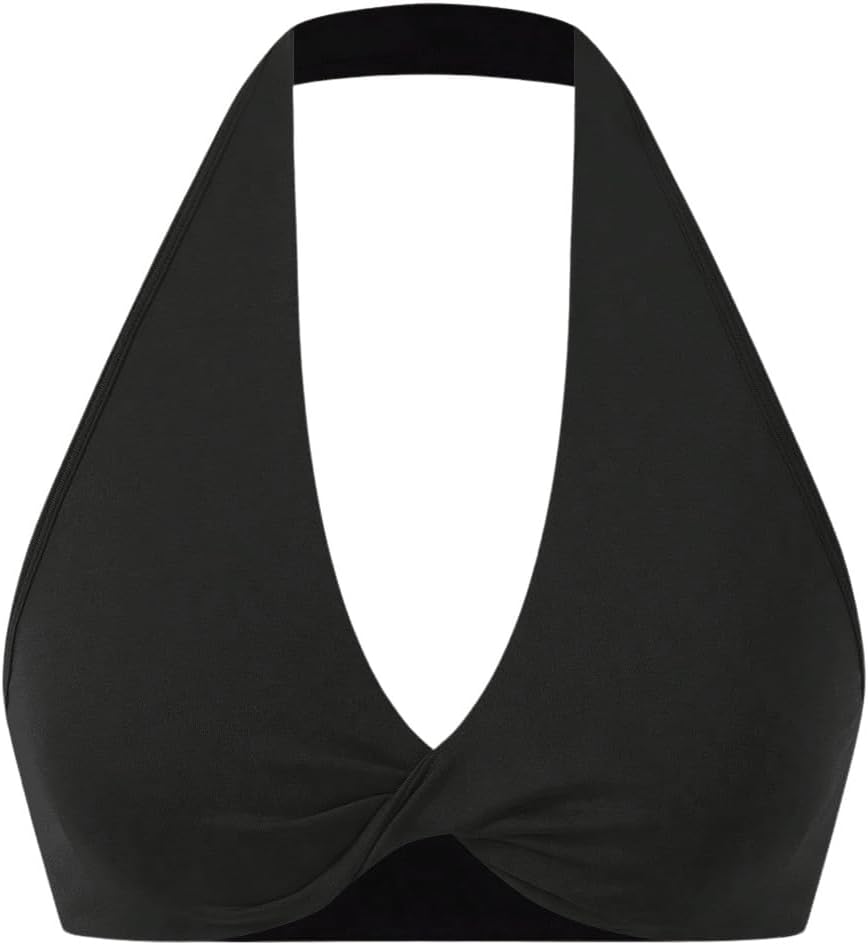 Women's 3 Pieces Workout Sport Bra Twist Front Sleeveless Backless Yoga Halter Crop Tops - Image 2