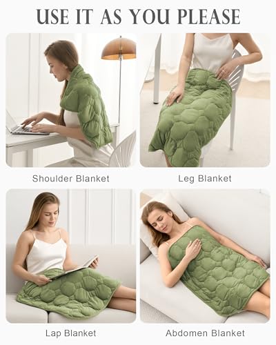 Image of Cottonblue Weighted Lap Blanket Pad 7 lbs 29 inch x 24 inch, Cozy Luxury Crystal Velvet Weighted Blanket for Adults, Small Weighted Blanket Throw All Season for Travel Relaxation Sleeping, Avocado Green