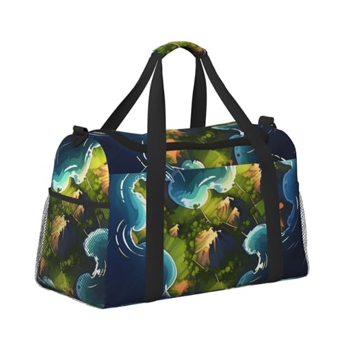 island of cuba Print Travel Duffle Bag - Foldable Personal Item Travel Bag for Women & Men,Carry-On Convertible Crossbody Tote Bags with Adjustable Shoulder Strap & Pockets 13x10.2x19.7 in3