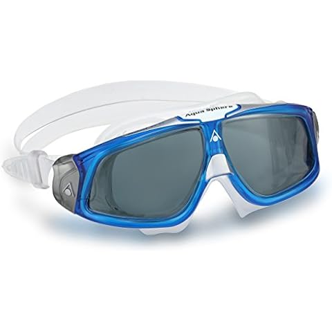Aqua Sphere Unisex Adult Seal 2.0 Swimming Mask, Blue/White (Clear Lens), One Size Cover