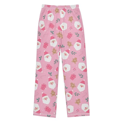 ZZXXB Santa Claus Gingerbread Boys Long Pants Soft Trousers Elastic Waist Kids Lounge Bottoms with Pockets S-XL