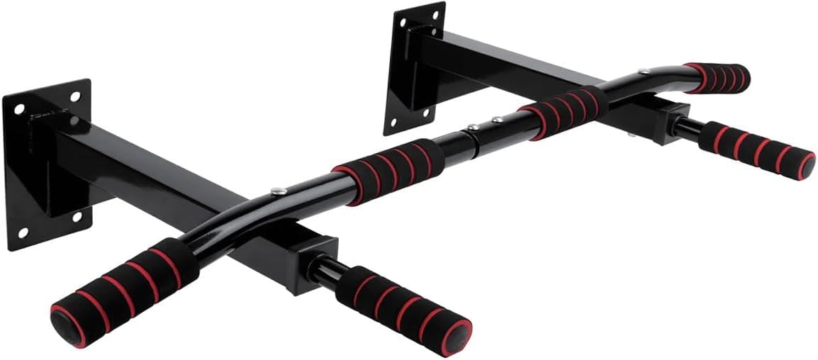 Fitness Pull Up Bar Wall Mounted Chin Up workout Station With Foam Padded Hand Grips For Extra Comfort Home Gym Equipment Strength Training Exercise Bars