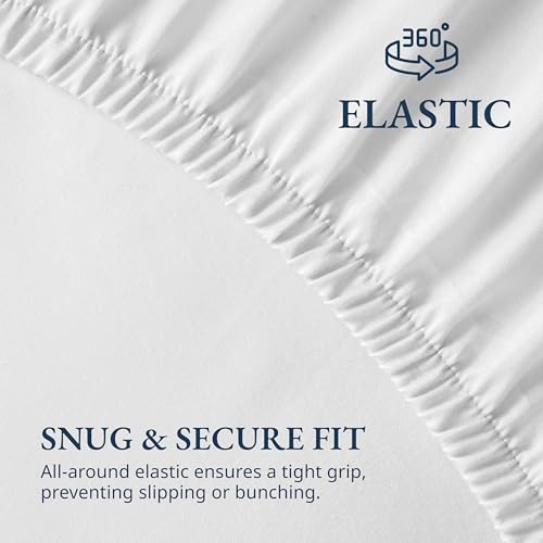 Image of 100% Organic Cotton White King Fitted Sheet, 3-Piece Set (1 Fitted Sheet, 2 Pillowcases), Percale Weave,Cotton Fitted Sheet, Ultra Soft, Breathable, GOTS Certified, Fits Mattress Upto 15 inch Deep - White