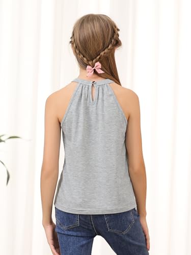 Image of GORLYA 2 Pack Girls Halter Neck Summer Sleeveless Shirt Multipacks Casual Curvy Tank Tops for 6-14Y