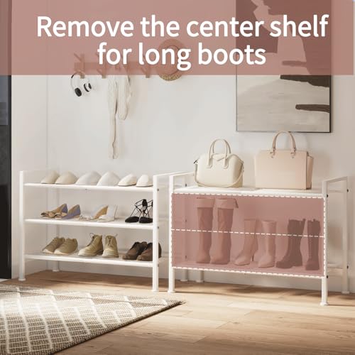 Image of 3-Tier Metal Shoe Rack, Heavy Duty Shoe Organizer for Entryway | Storage Organizer for Closet Entryway Garage Dorm Room, Easy Assembly Multi-Purpose Shelf