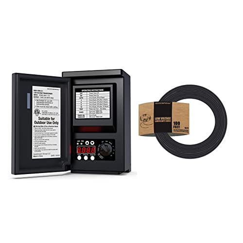 Goodsmann Low Voltage Transformer 200W Outdoor Lighting Transformer For Landscape Lights With 100Ft 12 Gauge Lighting Cable #TOP18