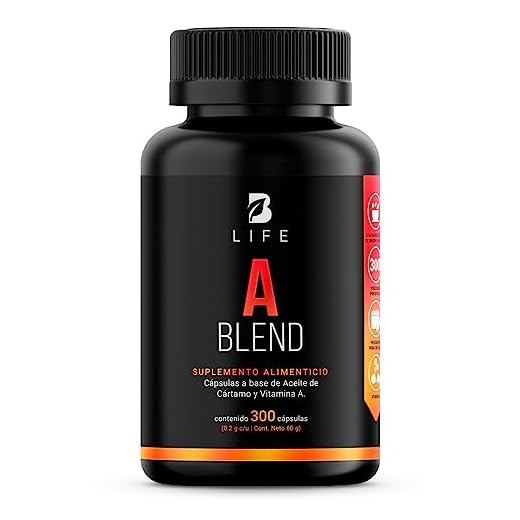 Vitamina A 300 Cápsulas Blandas con 1000 mcg por porción. Ingredientes naturales. A Blend. B Life.
