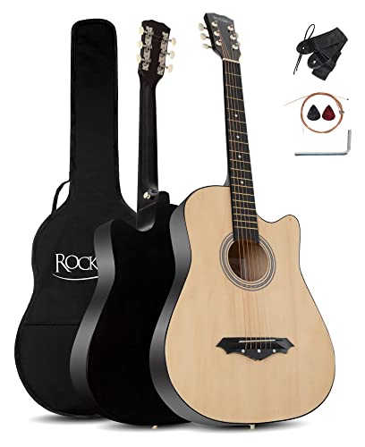 Rocktile WSD-5C-NT Slim Line Set de guitare folk Naturale - Les Beatles, Paul McCartney, John Lennon, RIngo Starr, George Harrison Rocktile WSD-5C-NT Slim Line Set de guitare folk Naturale