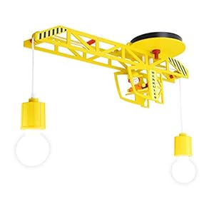 Elobra 128282 – Lampadario per camera dei bambini, forma a gru, in legno, colore: giallo
