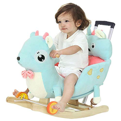 XMJ de niños del Caballo de oscilación, Niños del Caballo de oscilación del Eje de balancín de Madera de Juguete Vespa Cesta pequeños Mecedora Silla de la música Suave Entrenamiento del Equilibrio