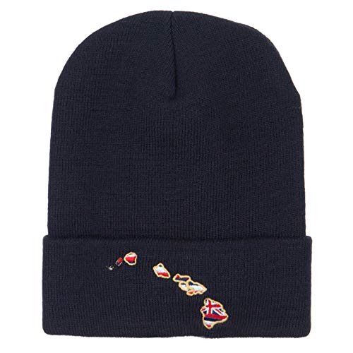 Image of e4Hats.com Hawaii Map State Flag Embroidered Long Beanie