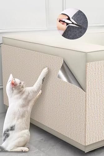 WUZILIN (beige, 30 * 100cm 1Pack) Selbstklebende Kratzmatte, Wand-Stretchter, Möbel, Kratzbäume und Couch-Schutz