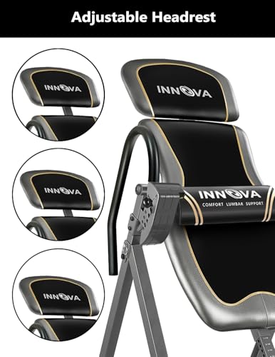 Innova Health and Fitness Inversion Table with Adjustable Headrest, Reversible Ankle Holders, and 300 lb Weight Capacity